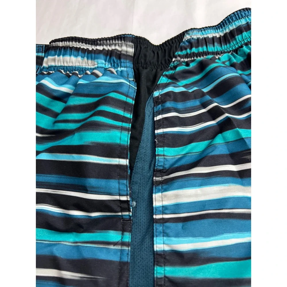 Nike Board Shorts Mens Large‎ Blue Striped Swim Trunks Athletic Beachwear B17